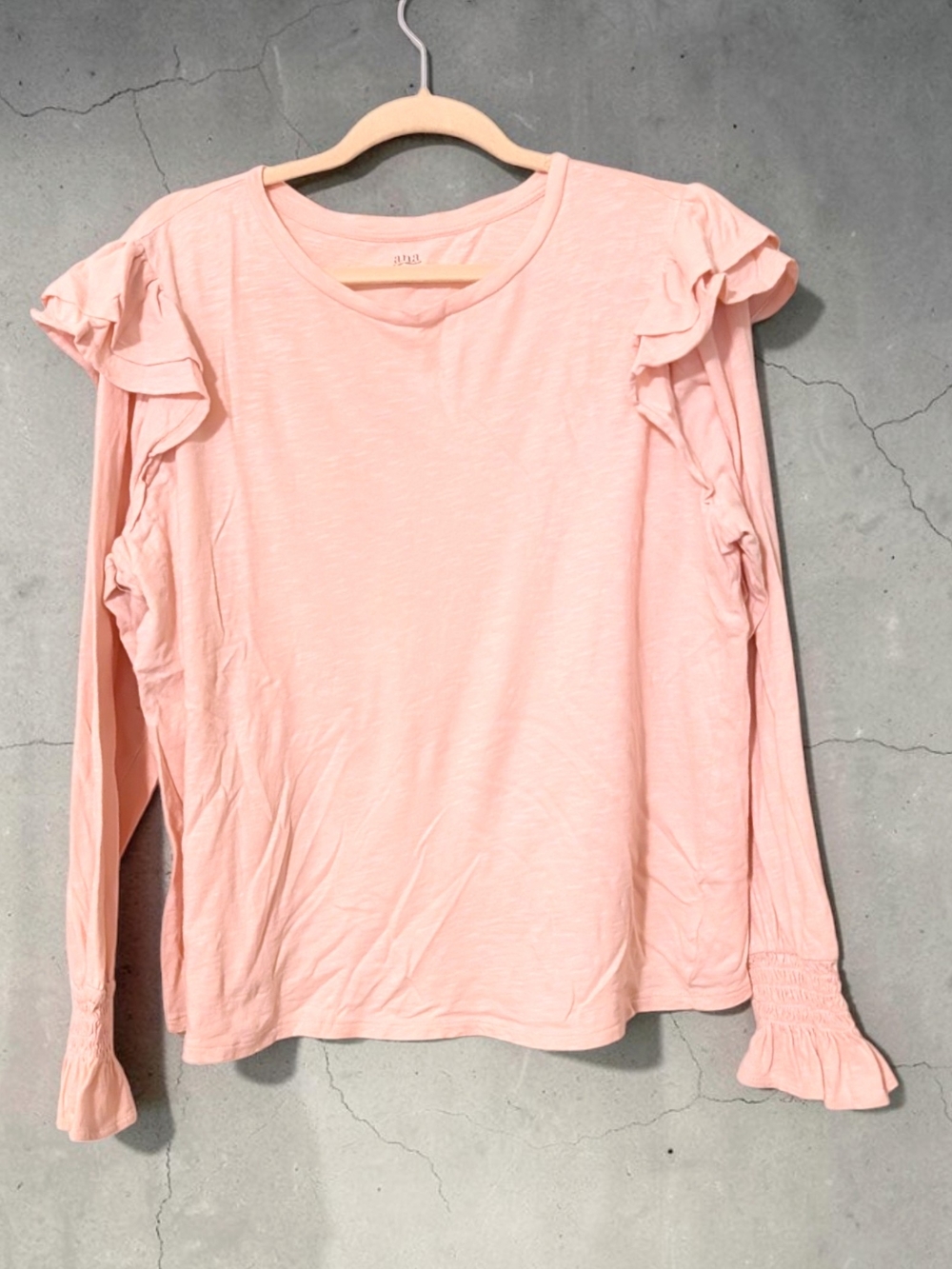 Ladies' Pink Ruffle Long-Sleeve Top